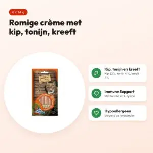 Natural Greatness kattensnack kip, tonijn, kreeft 4 x 14 g – Immune Support – voordelen