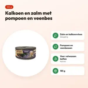 Natural Greatness kattenvoer kalkoen, zalm, pompoen en veenbes 185 g – voordelen