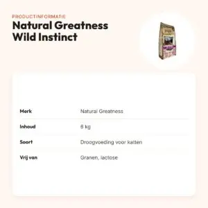 Natural Greatness kattenvoer Wild Instinct 6 kg – graanvrij, hypoallergeen – productinformatie