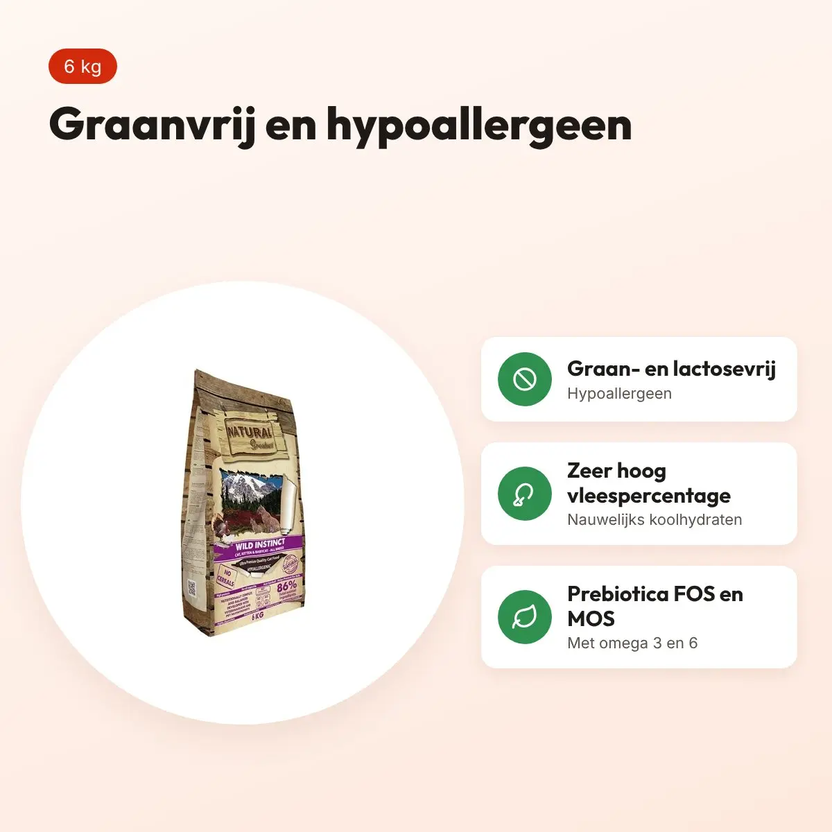 Natural Greatness kattenvoer Wild Instinct 6 kg – graanvrij, hypoallergeen – voordelen