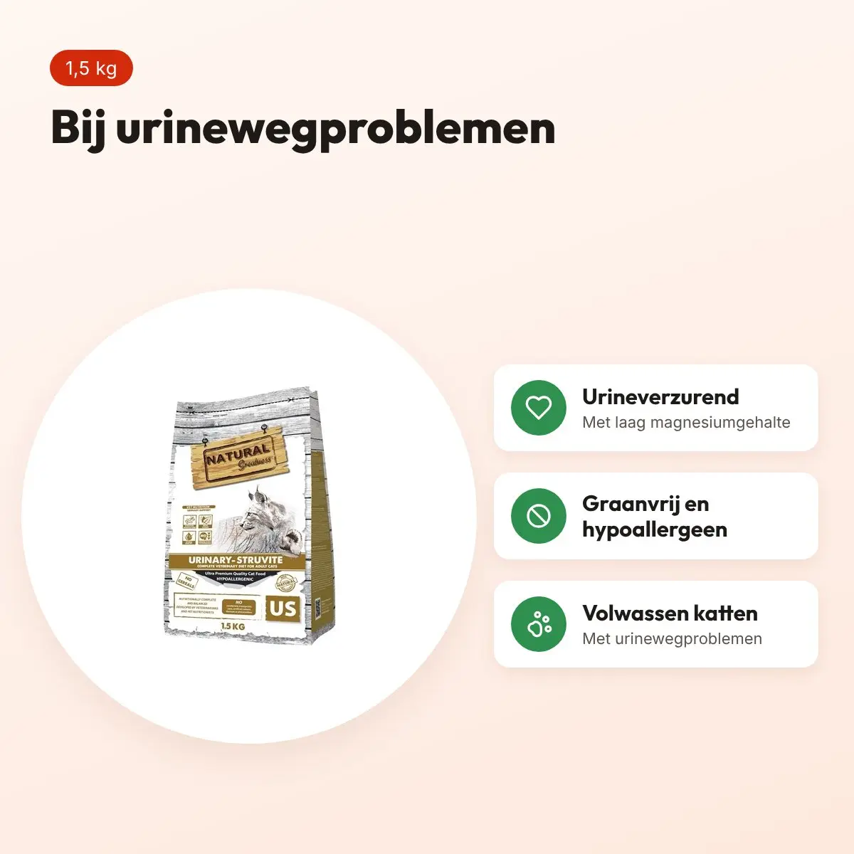 Natural Greatness Veterinary Diet kattenvoer Struvite 1,5 kg – voordelen
