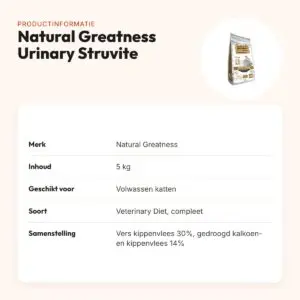 Natural Greatness Veterinary Diet kattenvoer Urinary Struvite 5 kg – productinformatie