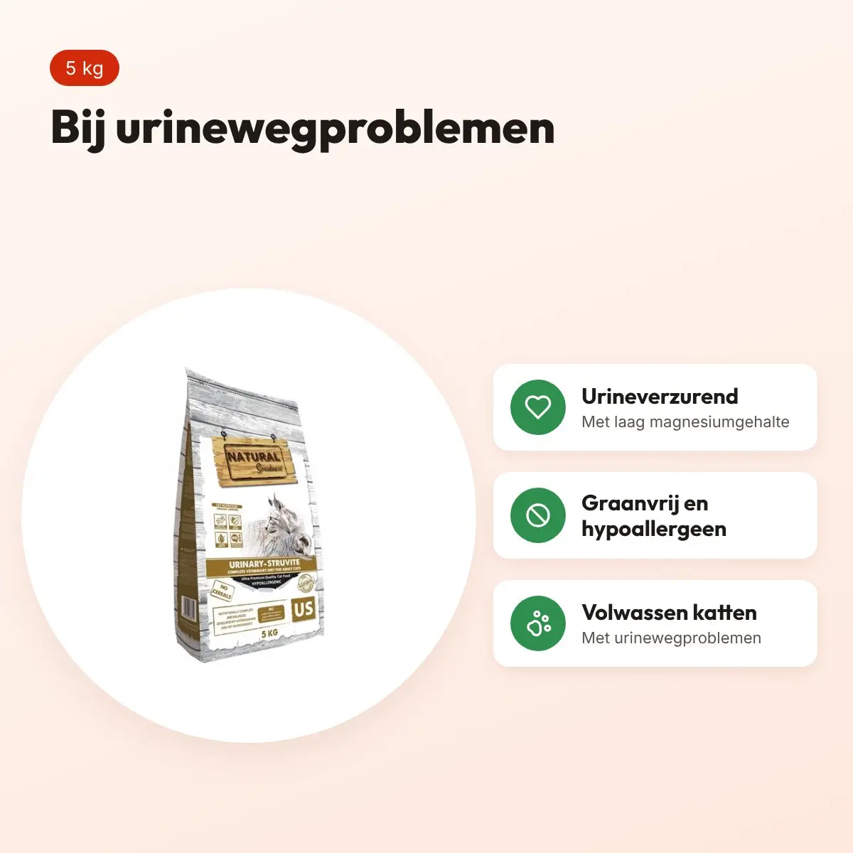 Natural Greatness Veterinary Diet kattenvoer Urinary Struvite 5 kg – voordelen