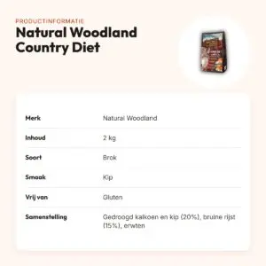 Natural Woodland hondenvoer Country Diet 2 kg – kip, glutenvrij – productinformatie