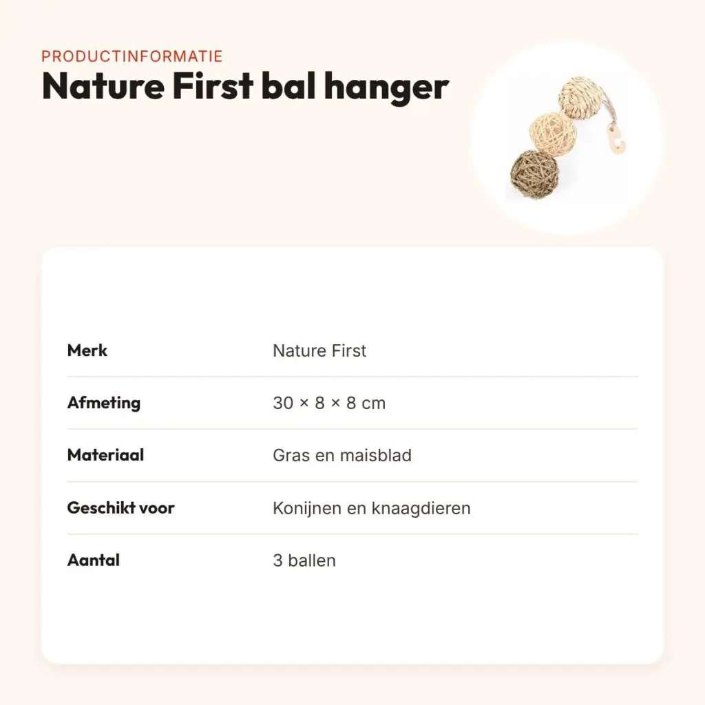 Nature First bal hanger 30 x 8 x 8 cm – slinger met drie knaagballen – productinformatie