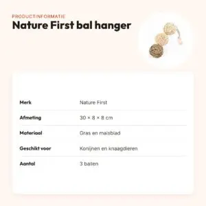 Nature First bal hanger 30 x 8 x 8 cm – slinger met drie knaagballen – productinformatie