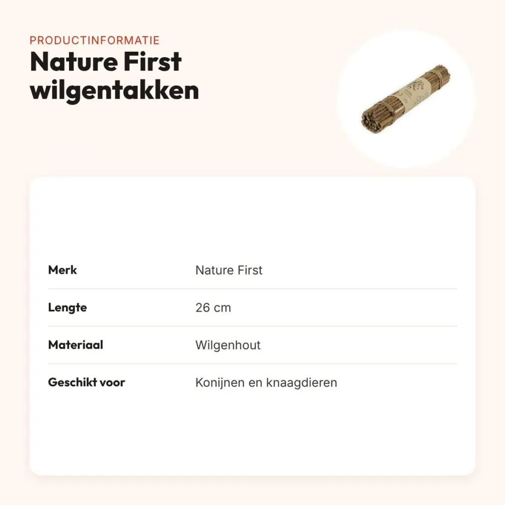 Nature First wilgentakken 26 cm – knaagtakken voor konijnen en knaagdieren – productinformatie