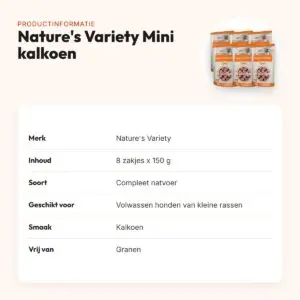 Nature's Variety Original hondenvoer Mini Pouch kalkoen 8 x 150 g – productinformatie