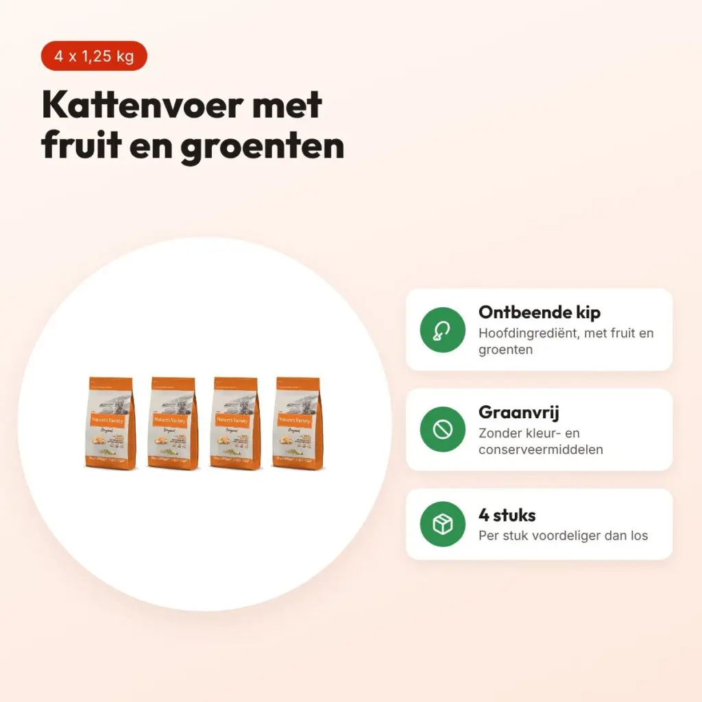 Nature's Variety Original kattenvoer kip 1,25 kg – multipack 4 stuks – voordelen