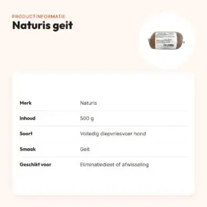 Naturis geit hondenvoer 500 g – diepgevroren, eliminatiedieet – productinformatie