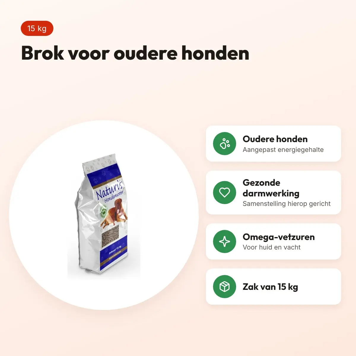 Naturis hondenvoer brok Senior Light 15 kg – voor oudere honden – voordelen