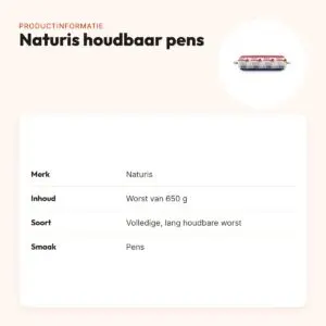 Naturis hondenvoer houdbaar pens 650 g – lang houdbare worst – productinformatie