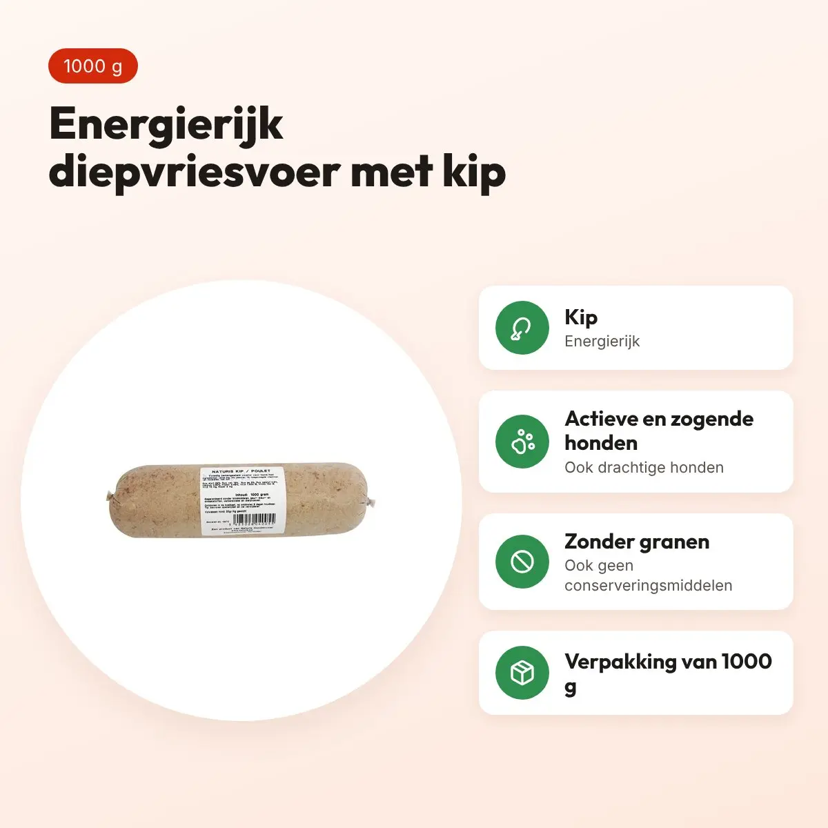 Naturis kip hondenvoer 1000 g – diepgevroren – voordelen
