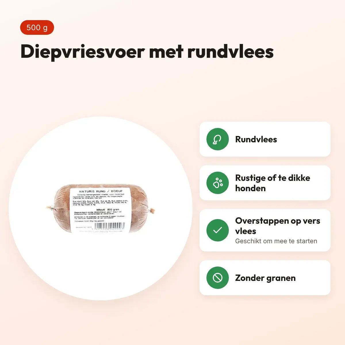 Naturis rund hondenvoer 500 g – diepgevroren – voordelen