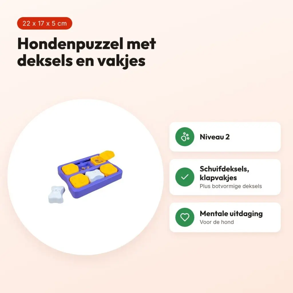 Nina Ottosson Dog Brick paars 22 x 17 x 5 cm – hondenpuzzel niveau 2 – voordelen