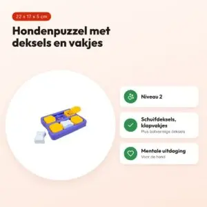 Nina Ottosson Dog Brick paars 22 x 17 x 5 cm – hondenpuzzel niveau 2 – voordelen