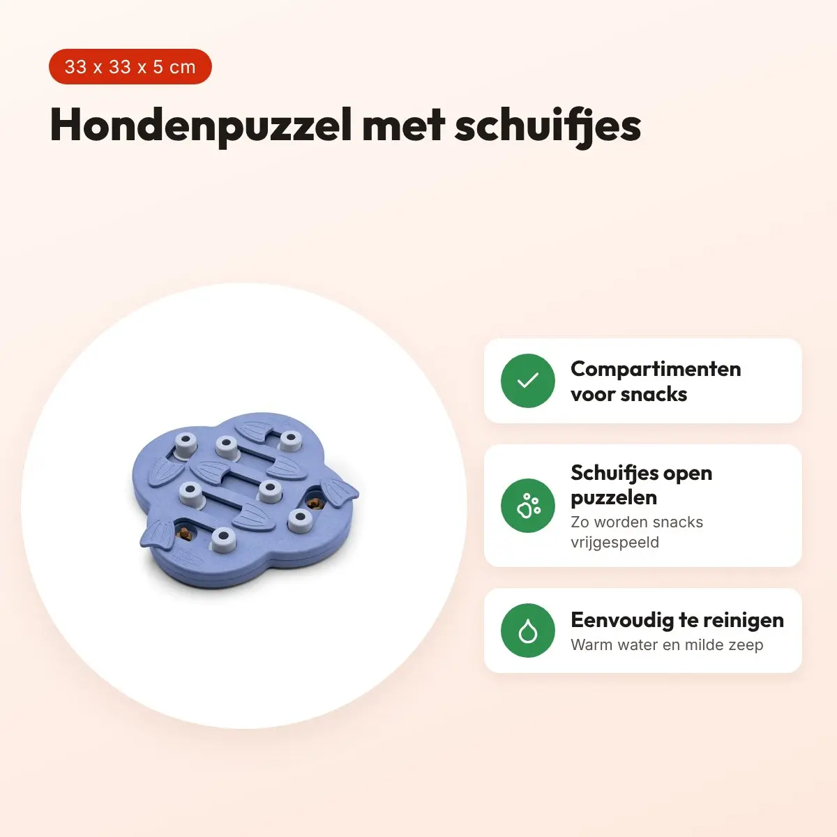 Nina Ottosson Dog Hide N Slide 33 x 33 x 5 cm – hondenpuzzel met schuifjes – voordelen