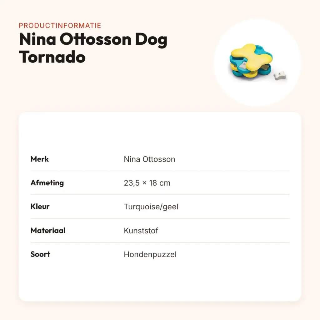 Nina Ottosson Dog Tornado 23,5 x 18 cm – kunststof, turquoise/geel – productinformatie