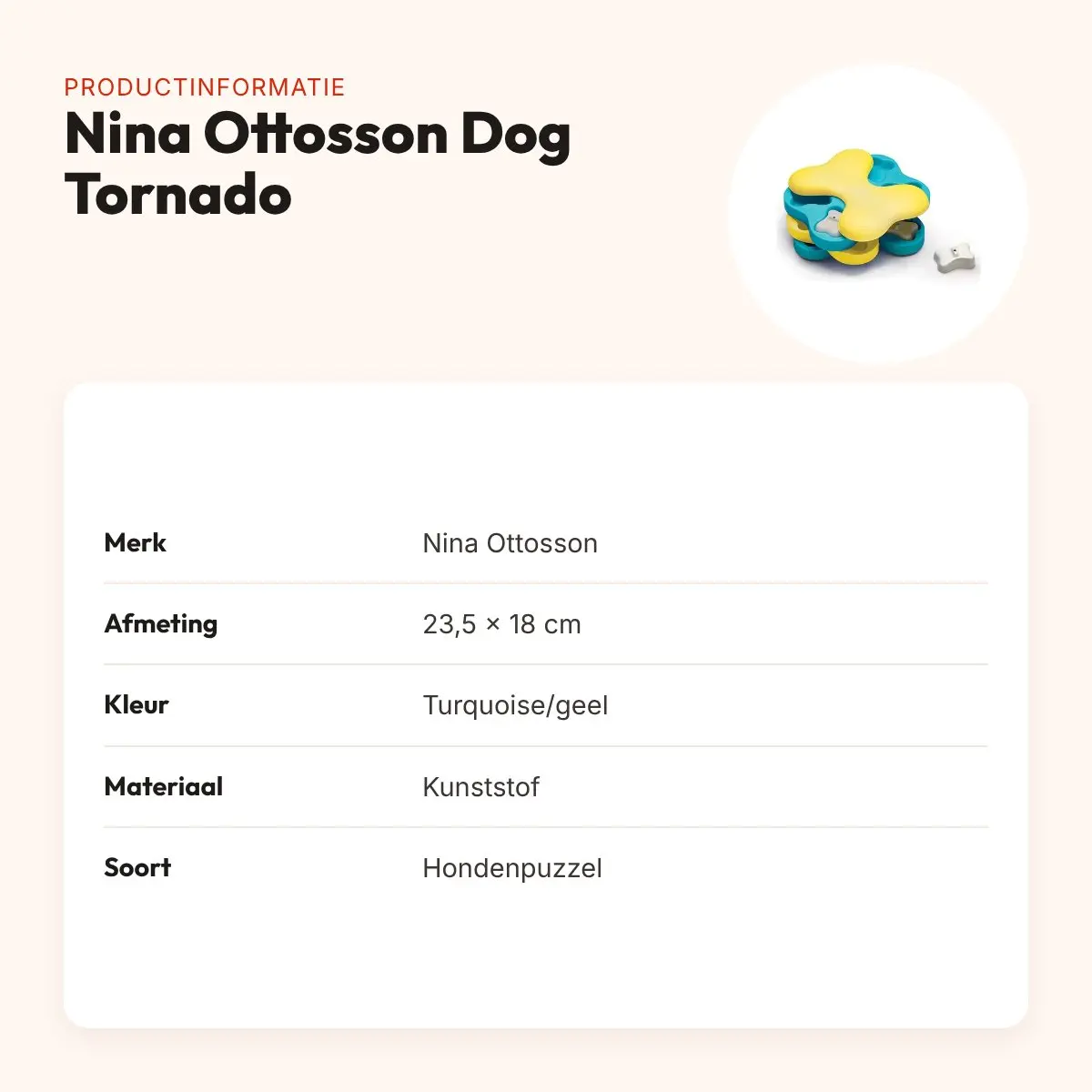Nina Ottosson Dog Tornado 23,5 x 18 cm – kunststof, turquoise/geel – productinformatie