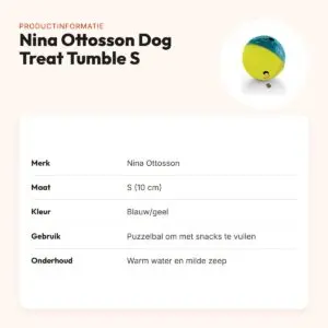 Nina Ottosson Dog Treat Tumble puzzelbal blauw S 10 cm – productinformatie