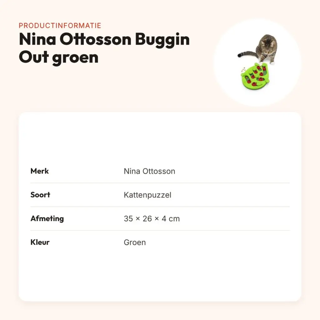Nina Ottosson Puzzle & Play Buggin Out kattenpuzzel groen 35 x 26 x 4 cm – productinformatie