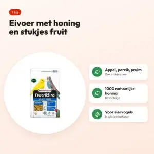 Nutribird Treats Frutti Patée eivoer 1 kg – met honing en stukjes fruit – voordelen