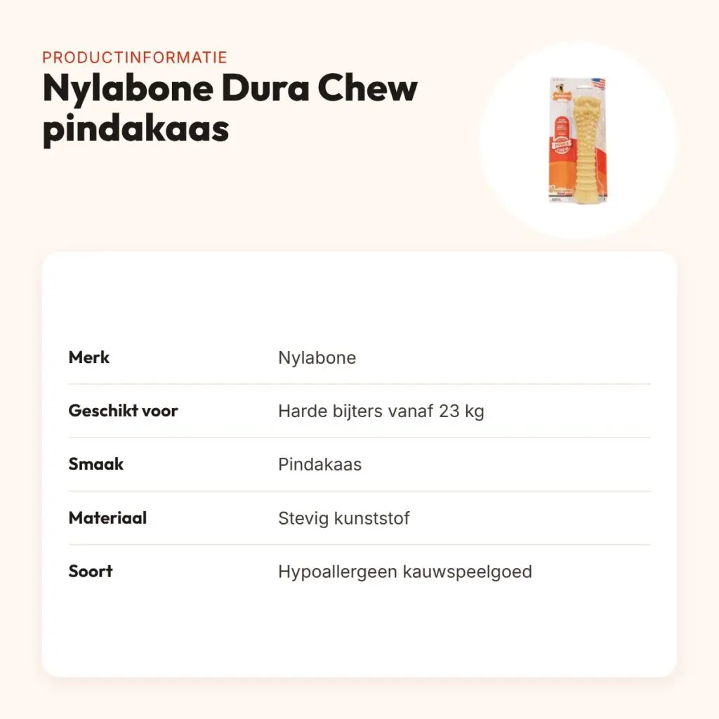 Nylabone Dura Chew kauwspeelgoed pindakaas – hypoallergeen, vanaf 23 kg – productinformatie