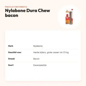 Nylabone Dura Chew kauwspeeltje baconsmaak – harde bijters tot 23 kg – productinformatie