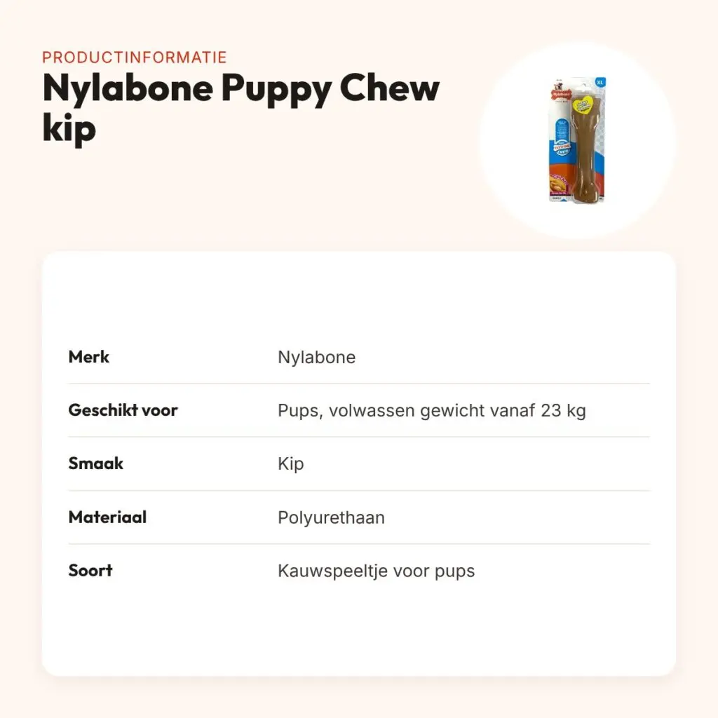 Nylabone Puppy Chew kauwspeeltje kipsmaak – pups vanaf 23 kg – productinformatie