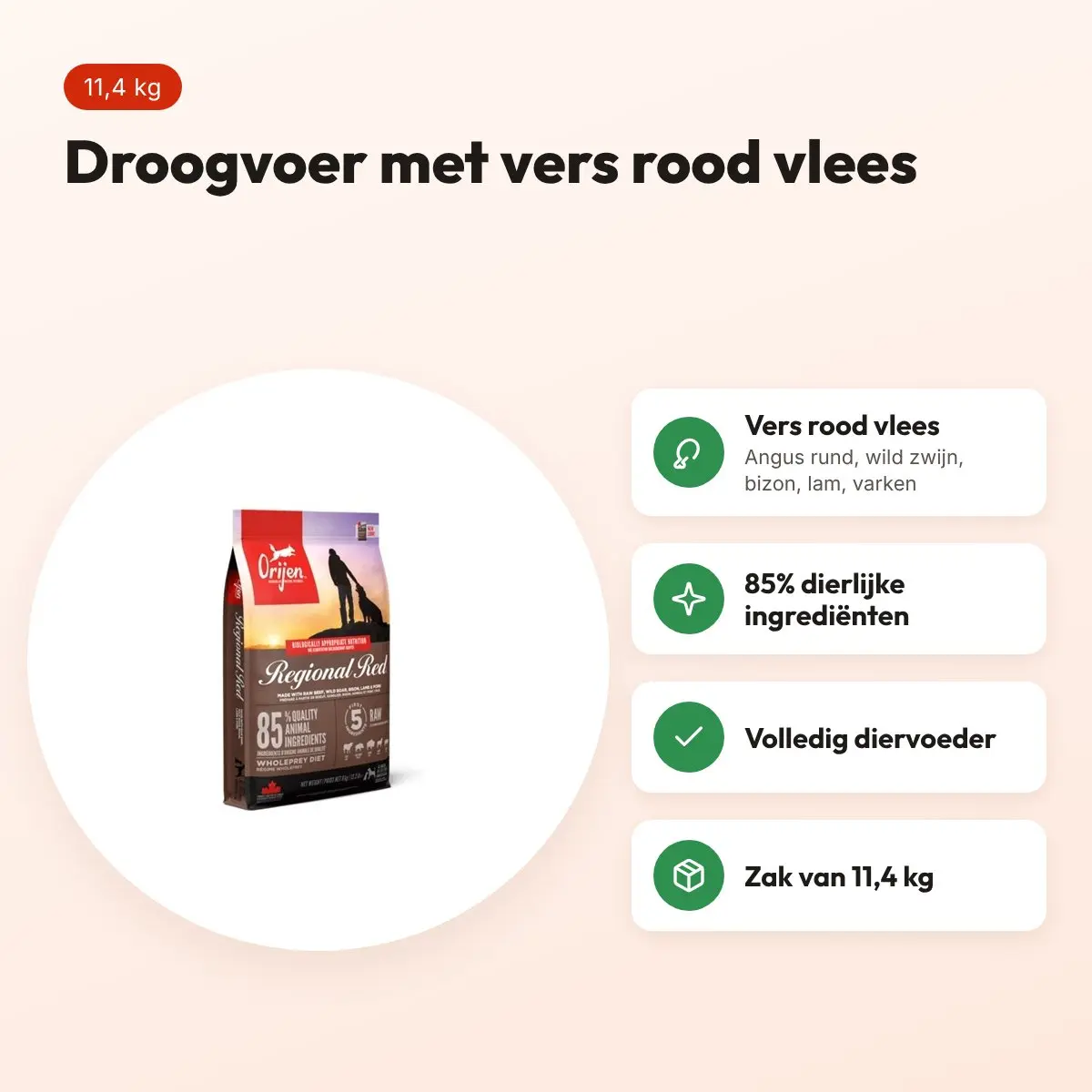 Orijen hondenvoer Regional Red 11,4 kg – droogvoer met rood vlees – voordelen