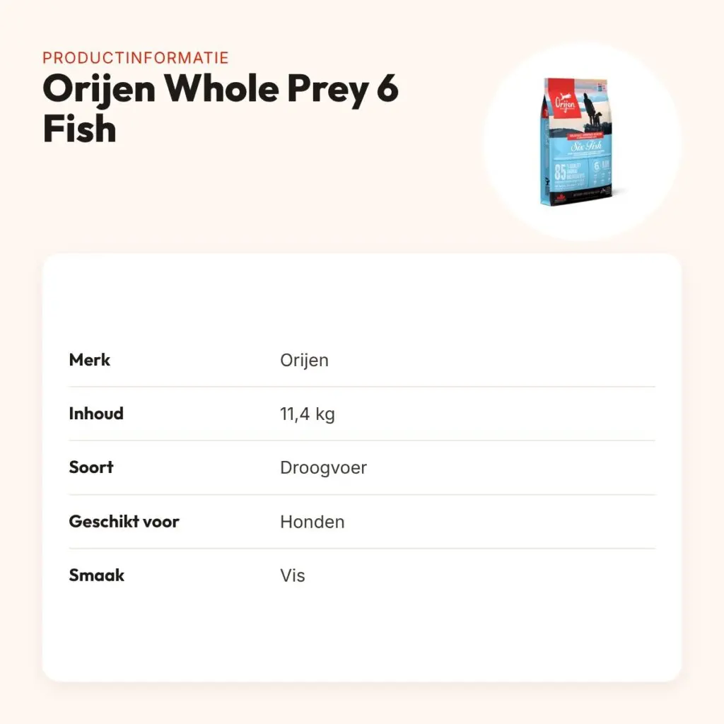 Orijen hondenvoer Whole Prey 6 Fish 11,4 kg – droogvoer met vis – productinformatie