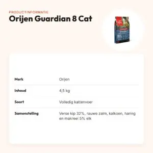 Orijen kattenvoer Guardian 8 Cat 4,5 kg – gevogelte en vis – productinformatie