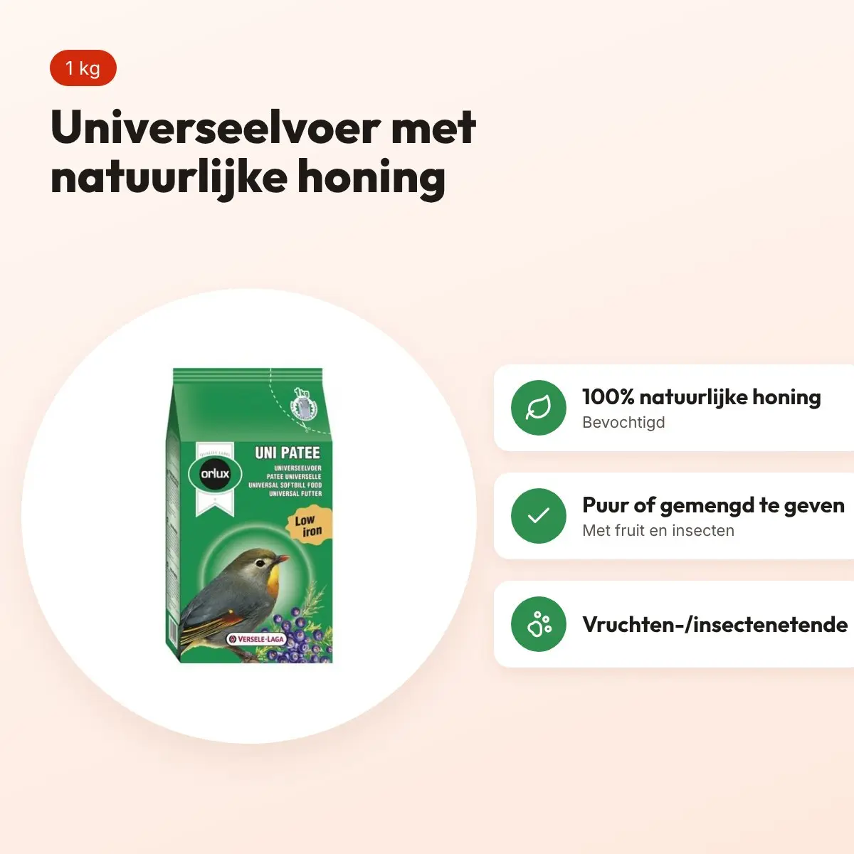 Orlux Uni Patée universeelvoer 1 kg – vruchten- en insectenetende vogels – voordelen