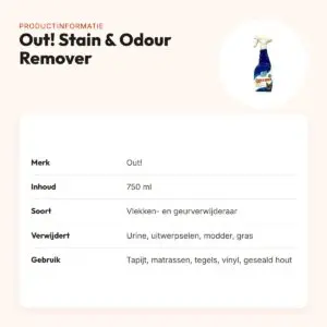 Out! Stain & Odour Remover 750 ml – vlekken- en geurverwijderaar – productinformatie
