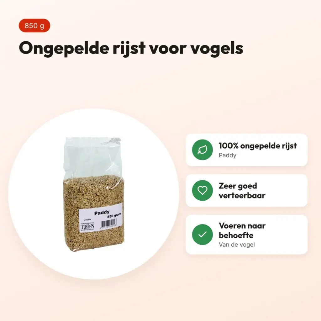 Paddy ongepelde rijst 850 g – aanvullend voer voor vogels – voordelen