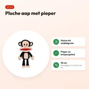 Paul Frank hondenspeeltje pluche aap Julius 32 cm – met pieper – voordelen