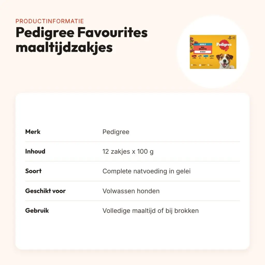 Pedigree hondenvoer Favourites maaltijdzakjes gelei 12 x 100 g – productinformatie