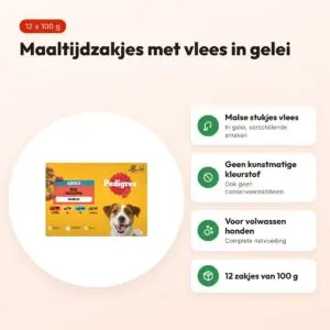 Pedigree hondenvoer Favourites maaltijdzakjes gelei 12 x 100 g – voordelen