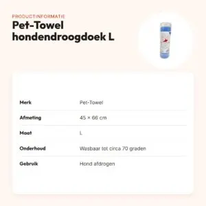 Pet-Towel hondendroogdoek L 45 x 66 cm – hoge vochtopname – productinformatie