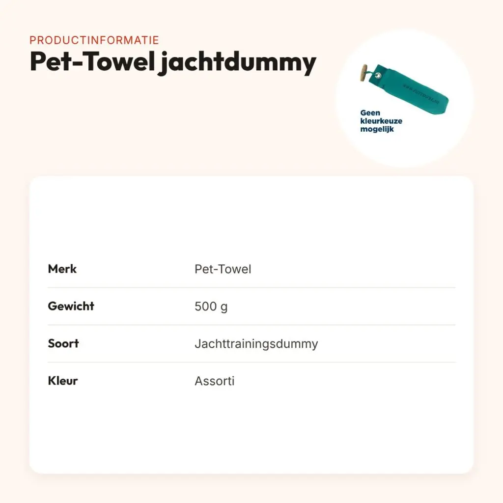 Pet-Towel jachtdummy 500 g – trainingsdummy, assorti – productinformatie