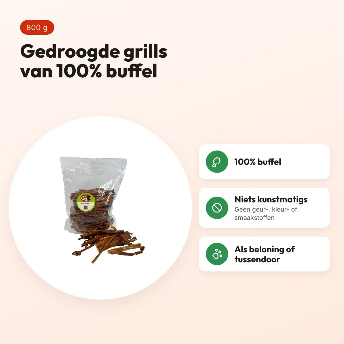 Petsnack buffel grills 800 g – hondensnack van 100% buffel – voordelen