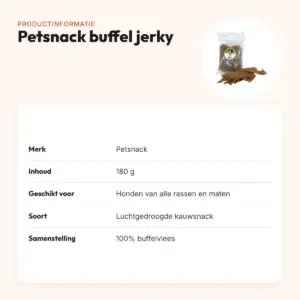 Petsnack buffel jerky 180 g – kauwsnack van 100% buffelvlees – productinformatie