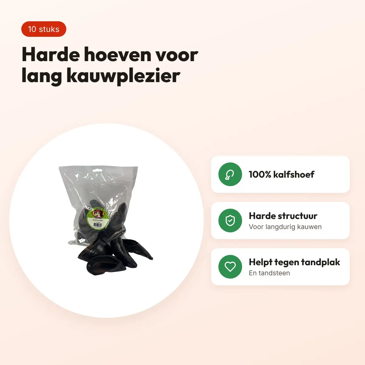 Petsnack buffelhoef 10 stuks – harde kauwsnack voor honden – voordelen