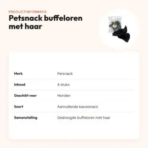 Petsnack buffeloren met haar 4 stuks – kauwsnack voor honden – productinformatie