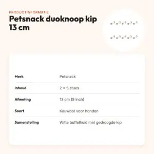 Petsnack duoknoop buffelhuid met kip 5 inch (13 cm) – multipack 2 x 5 stuks – productinformatie