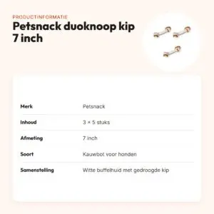 Petsnack duoknoop buffelhuid met kip 7 inch – multipack 3 x 5 stuks – productinformatie