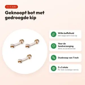 Petsnack duoknoop buffelhuid met kip 7 inch – multipack 3 x 5 stuks – voordelen