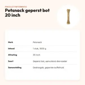 Petsnack geperst bot 20 inch 1000 g – buffelhuid, 1 stuk – productinformatie