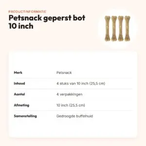 Petsnack geperst bot buffelhuid 10 inch (25,5 cm) – multipack 4 x 4 stuks – productinformatie