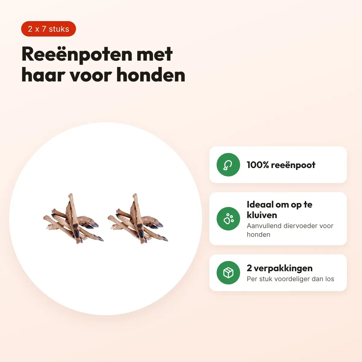Petsnack hondenkluif reeënpoot met haar – multipack 2 x 7 stuks – voordelen